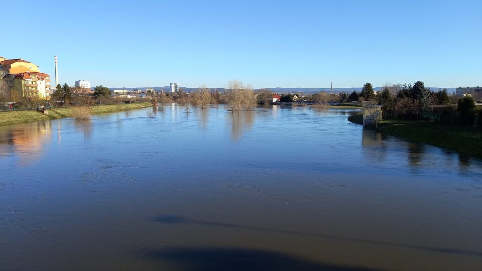 Řeka Morava v Olomouci na Nových Sadech