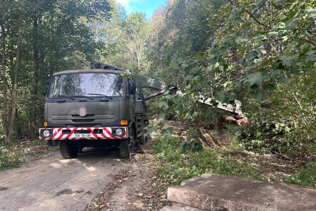 Vojáci v Bělé pod Pradědem na Jesenicku začali stavět provizorní mosty | foto: Lenka Kratochvílová,  Český rozhlas