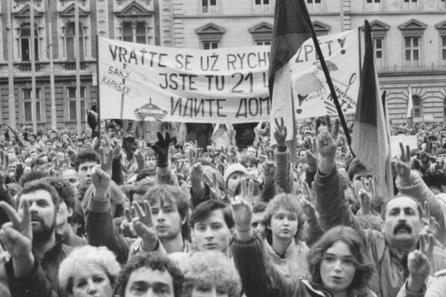 Demonstrace za odchod vojsk SSSR | foto: Foto: Jiří Frait,  Zdroj: archiv Tomáše Fraita