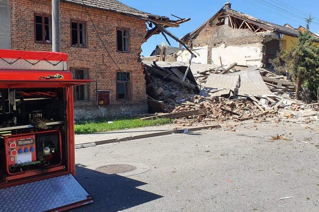 Výbuch v Olšanech na Prostějovsku zdemoloval dům | foto: Hasiči Olomouc